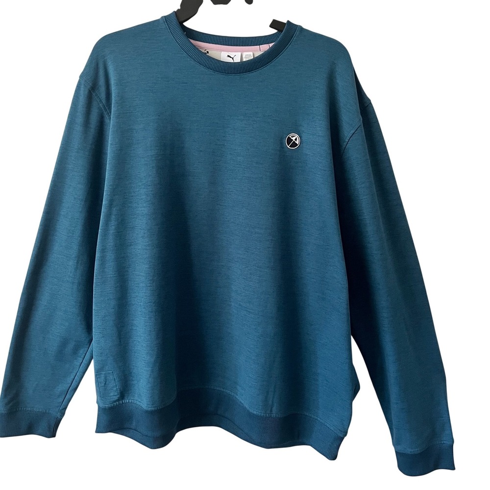 Puma Golf Arnold Palmer Crewneck Sweatshirt Teal Blue Mens XL Quiet Luxury